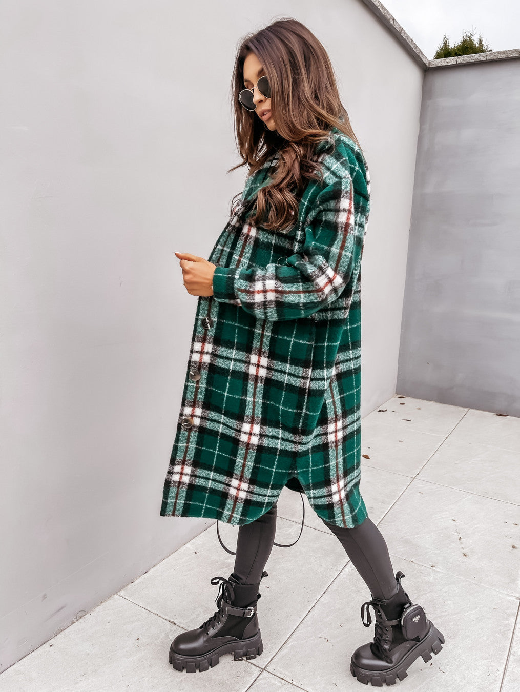 Button Lapel Casual Plaid Long Woolen Coat for Women – Warm Autumn & Winter Outerwear