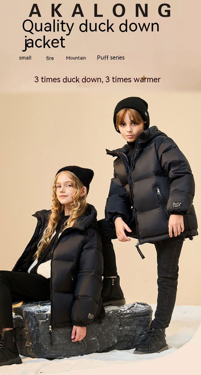 Children’s Luxury Black & Gold Down Jacket – Stylish & Warm