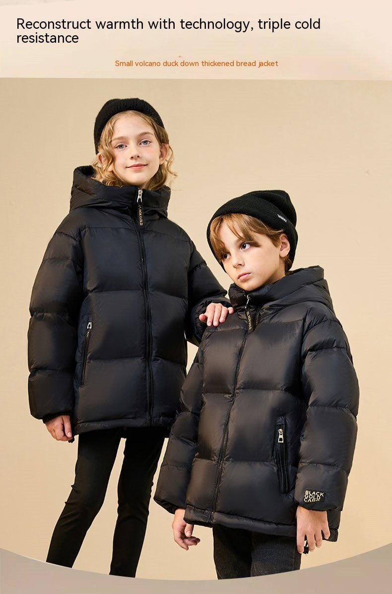 Children’s Luxury Black & Gold Down Jacket – Stylish & Warm