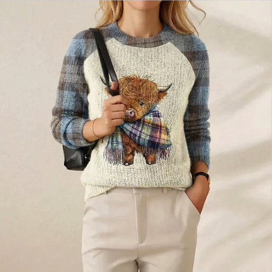 Women’s Anti-Pilling Knit Sweater with Bear Print