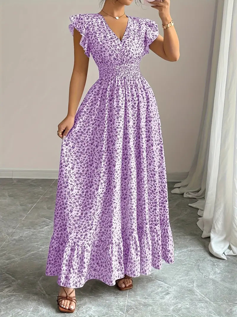 Women’s Fashion Floral Short-Sleeve Casual Dress