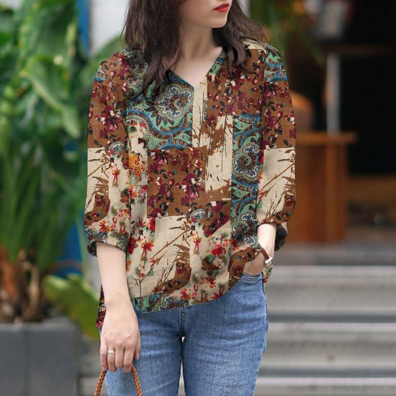 Women’s Casual V-Neck Printed Top