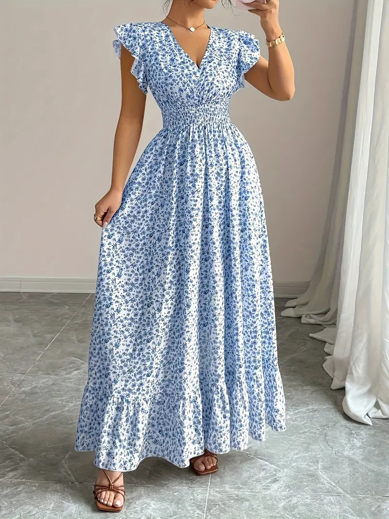 Women’s Fashion Floral Short-Sleeve Casual Dress