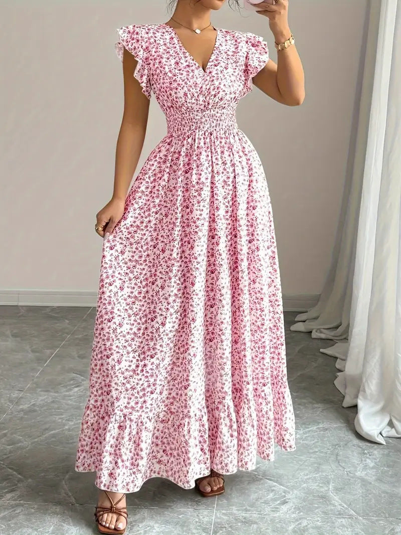 Women’s Fashion Floral Short-Sleeve Casual Dress