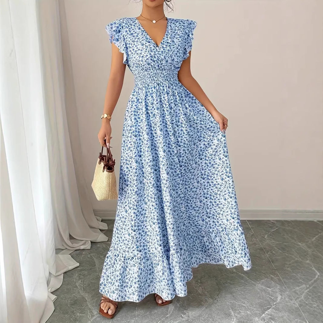 Women’s Fashion Floral Short-Sleeve Casual Dress