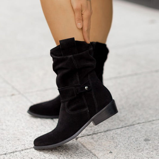 Trendy Women’s Winter Boots – INS Suede Zipper Pointed-Toe Design