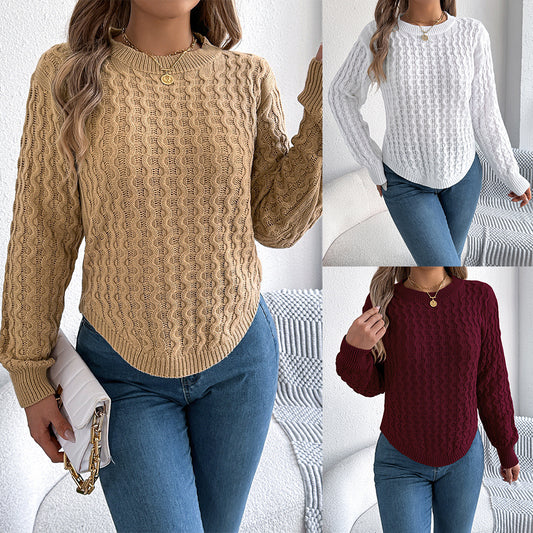 Women’s Irregular Hem Lantern Sleeve Knit Jumper