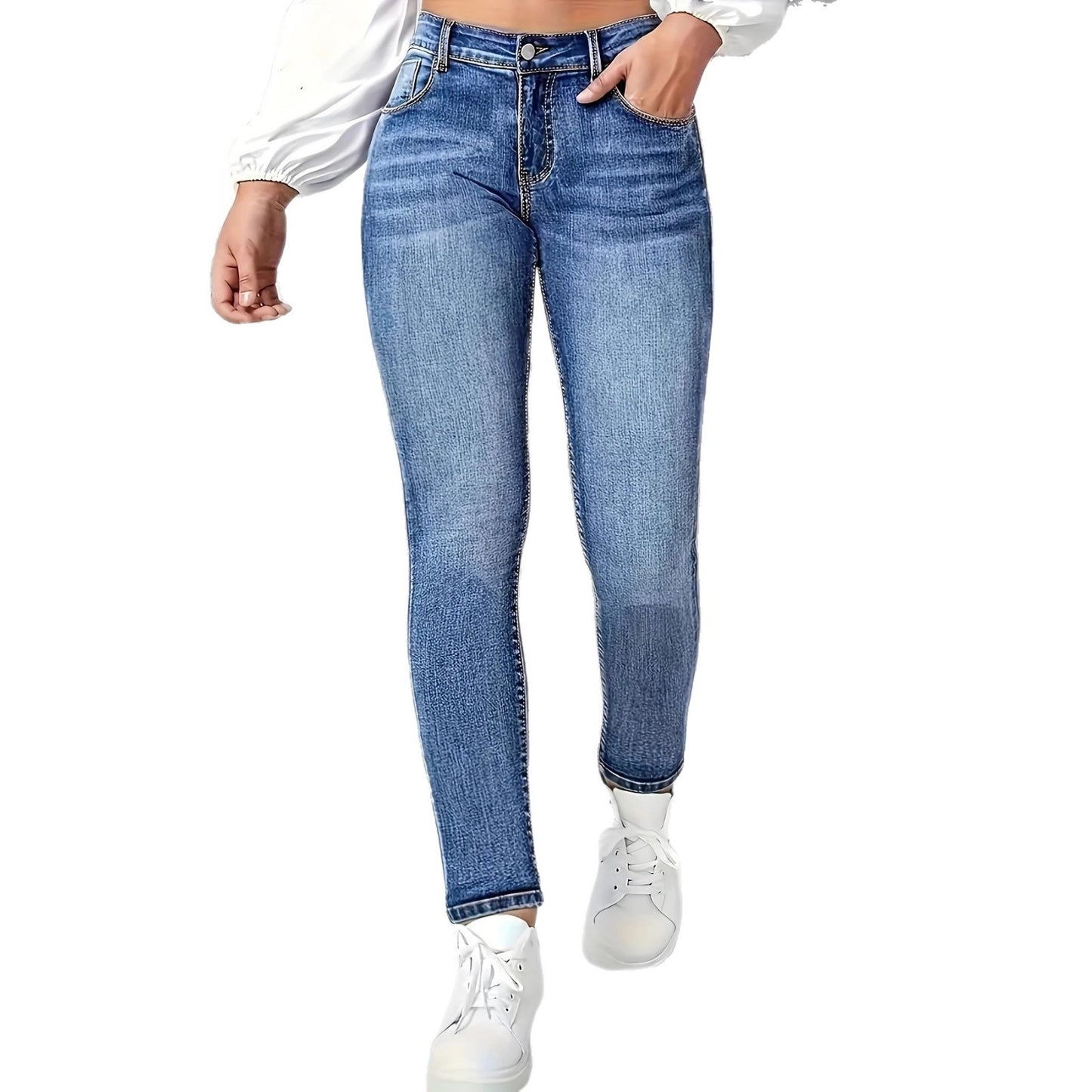 Women’s Stretchy Slim-Fit Jeans – Clean Minimalist Style