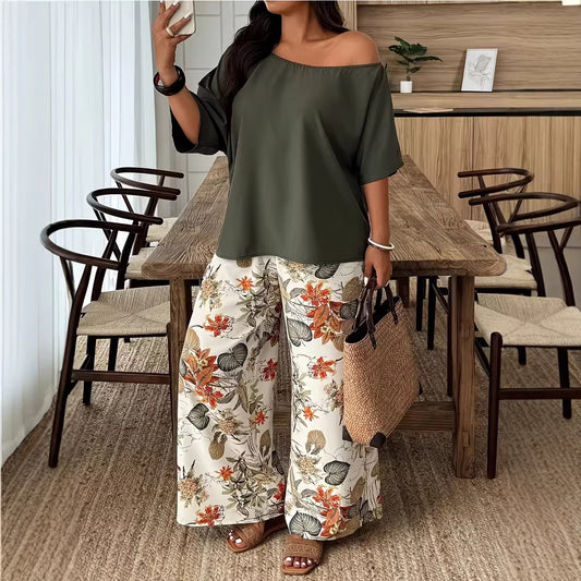 Women’s Vacation-Style Wide-Leg Pants with Top