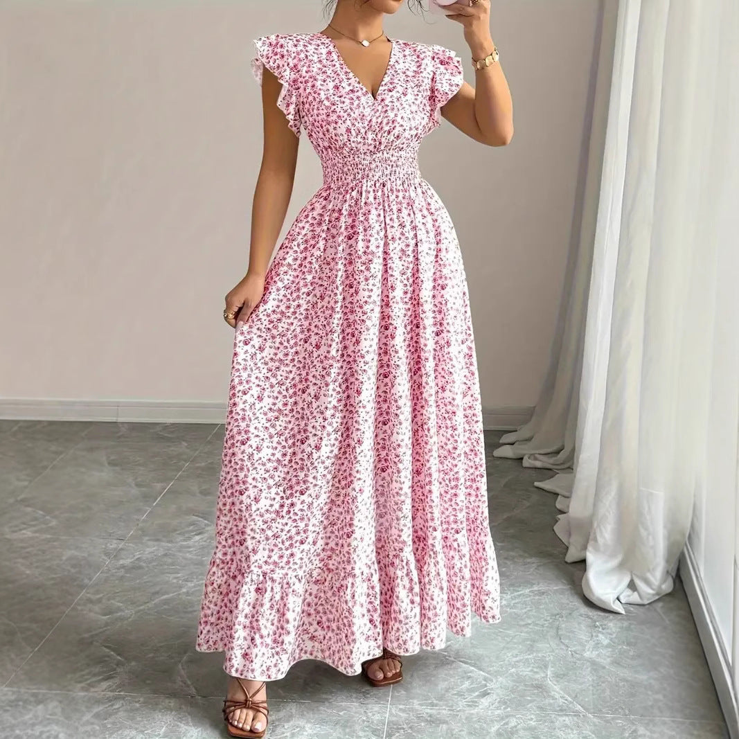 Women’s Fashion Floral Short-Sleeve Casual Dress