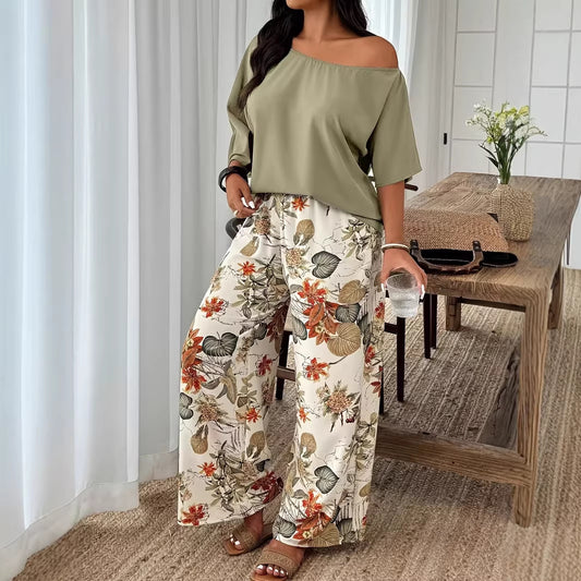 Women’s Vacation-Style Wide-Leg Pants with Top