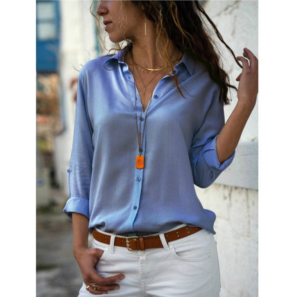 Women's Long-Sleeve Lapel Button Top