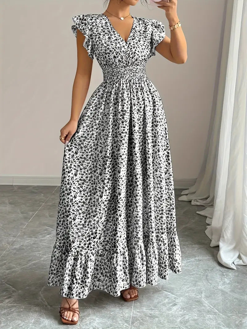 Women’s Fashion Floral Short-Sleeve Casual Dress